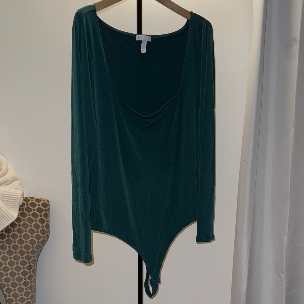 1X Green Long Sleeve Body Suit